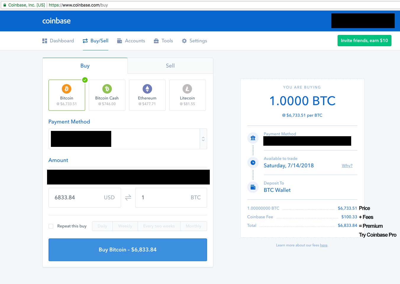 coinbase cant buy bitcoin