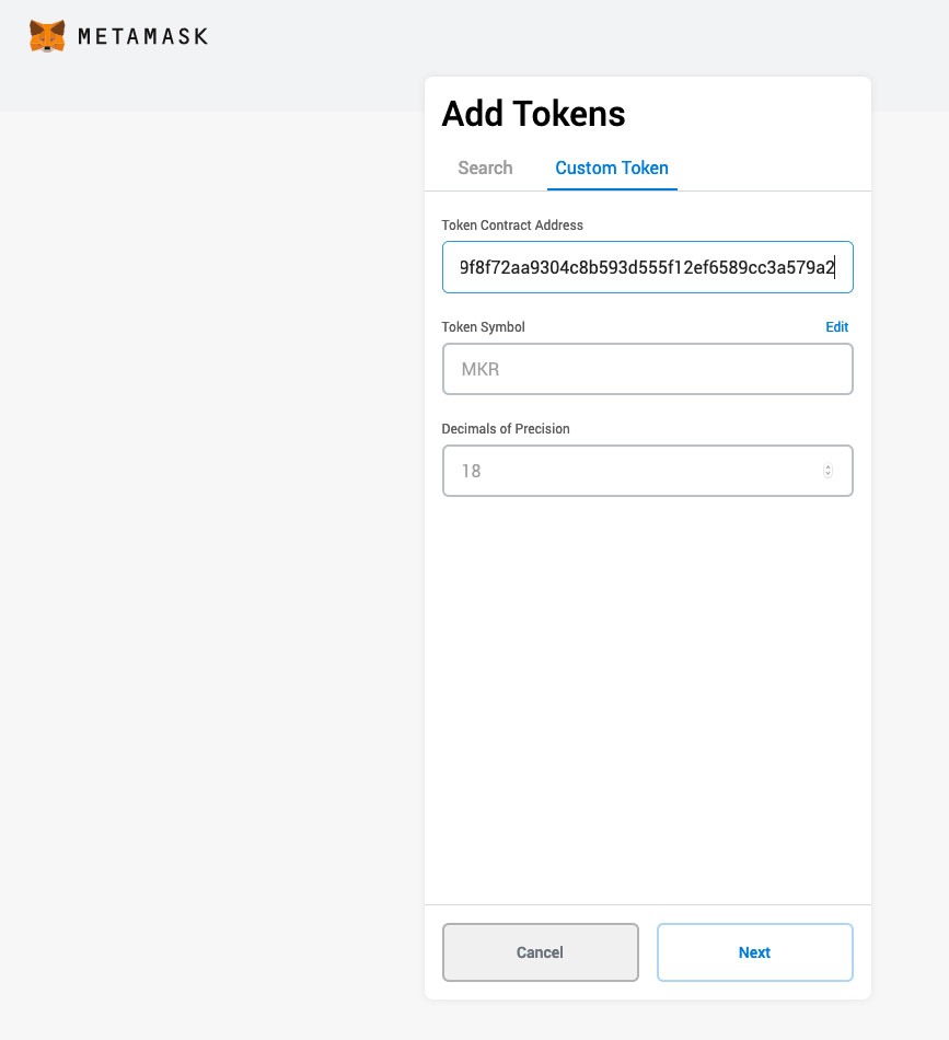 metamask token contract address