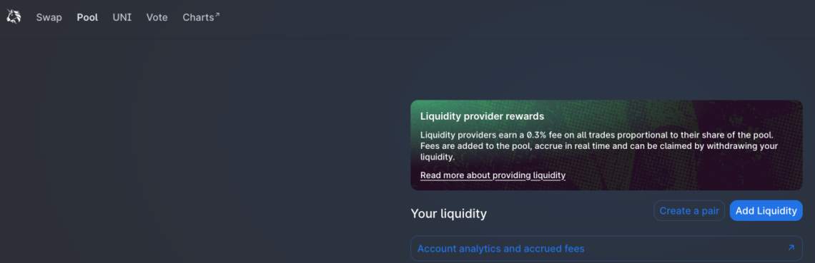 Liquidity Pools on Uniswap.